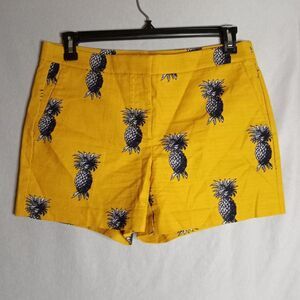 Ann Taylor Shorts Womens Size 8 Gold Pineapple Print Hawaiian Beach Vacation